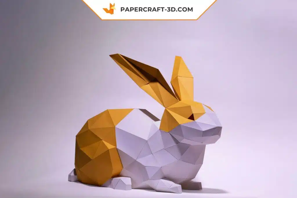 Papercraft Lapin Assis origami papier 3D
