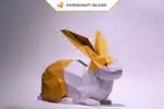 Papercraft Lapin Assis origami papier 3D