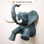 Papercraft mezzo elefante murale in origami