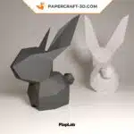 Papercraft lapin de Pâques en origami papier 3D, weergave 3