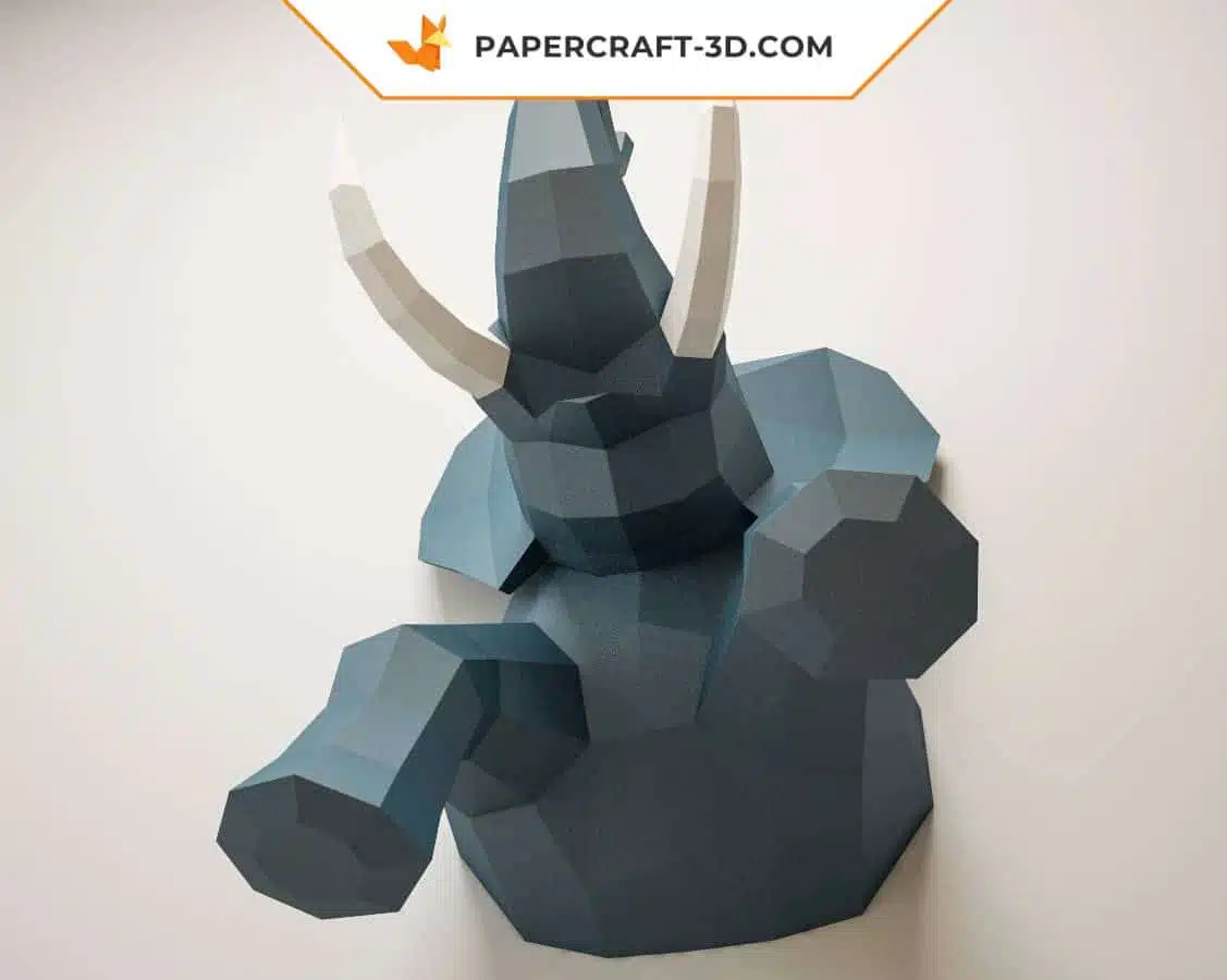 Half Elephant Origami Papercraft Wall Art, detail, weergave 2