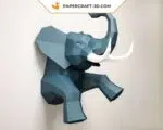 Half Elephant Origami Papercraft Wall Art, view 2, weergave 2
