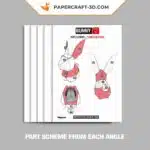 Papercraft lapin de Pâques en origami papier 3D, weergave 6