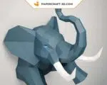 Half Elephant Origami Papercraft Wall Art, assembled
