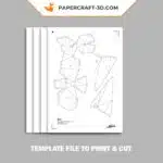 Papercraft lapin de Pâques en origami papier 3D, weergave 7