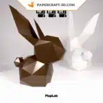 Papercraft lapin de Pâques en origami papier 3D
