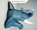 Half Elephant Origami Papercraft Wall Art, side view