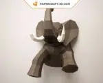 Half Elephant Origami Papercraft Wall Art, back view