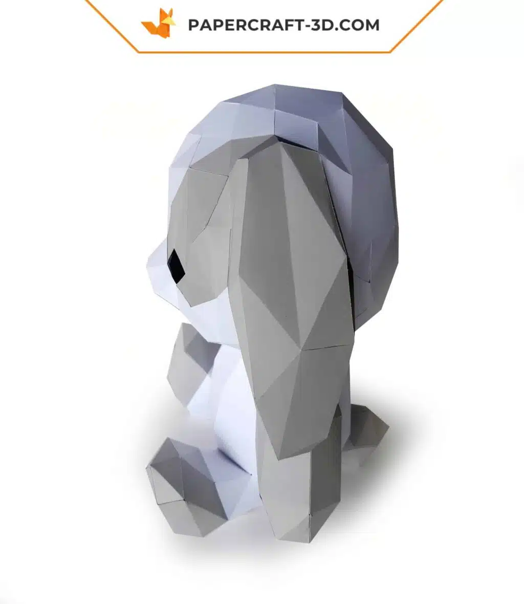 Papercraft Lapin de Pâques en origami papier 3D à imprimer soi-même, vue 2