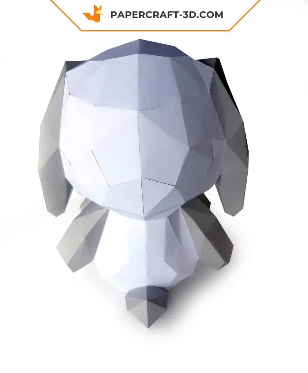 Papercraft Lapin de Pâques en origami papier 3D à imprimer soi-même, vue 3