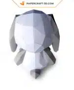 Papercraft Lapin de Pâques en origami papier 3D à imprimer soi-même, vue 3