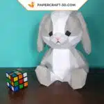 Papercraft Lapin de Pâques en origami papier 3D à imprimer soi-même, vue 4