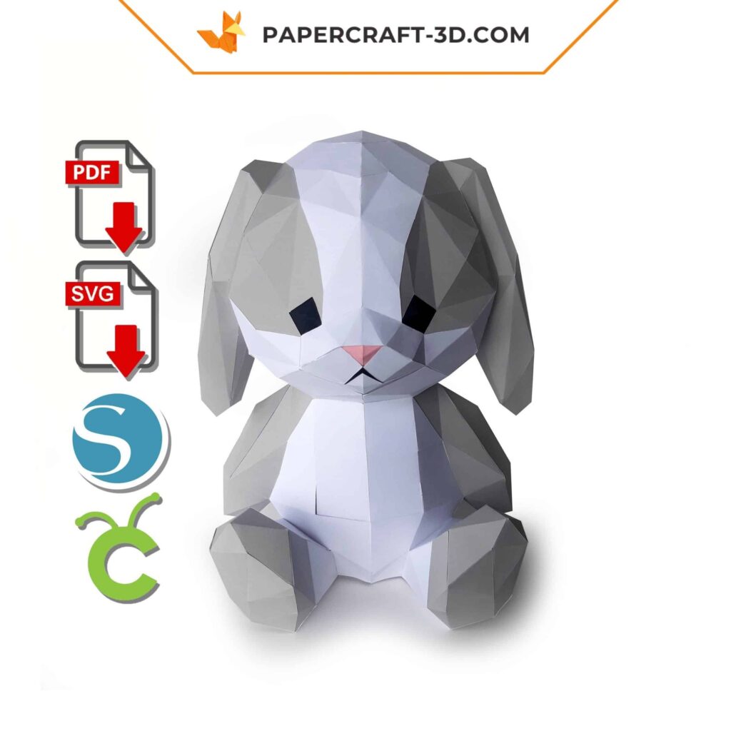 Papercraft conejo de Pascua peluche en origami 3D