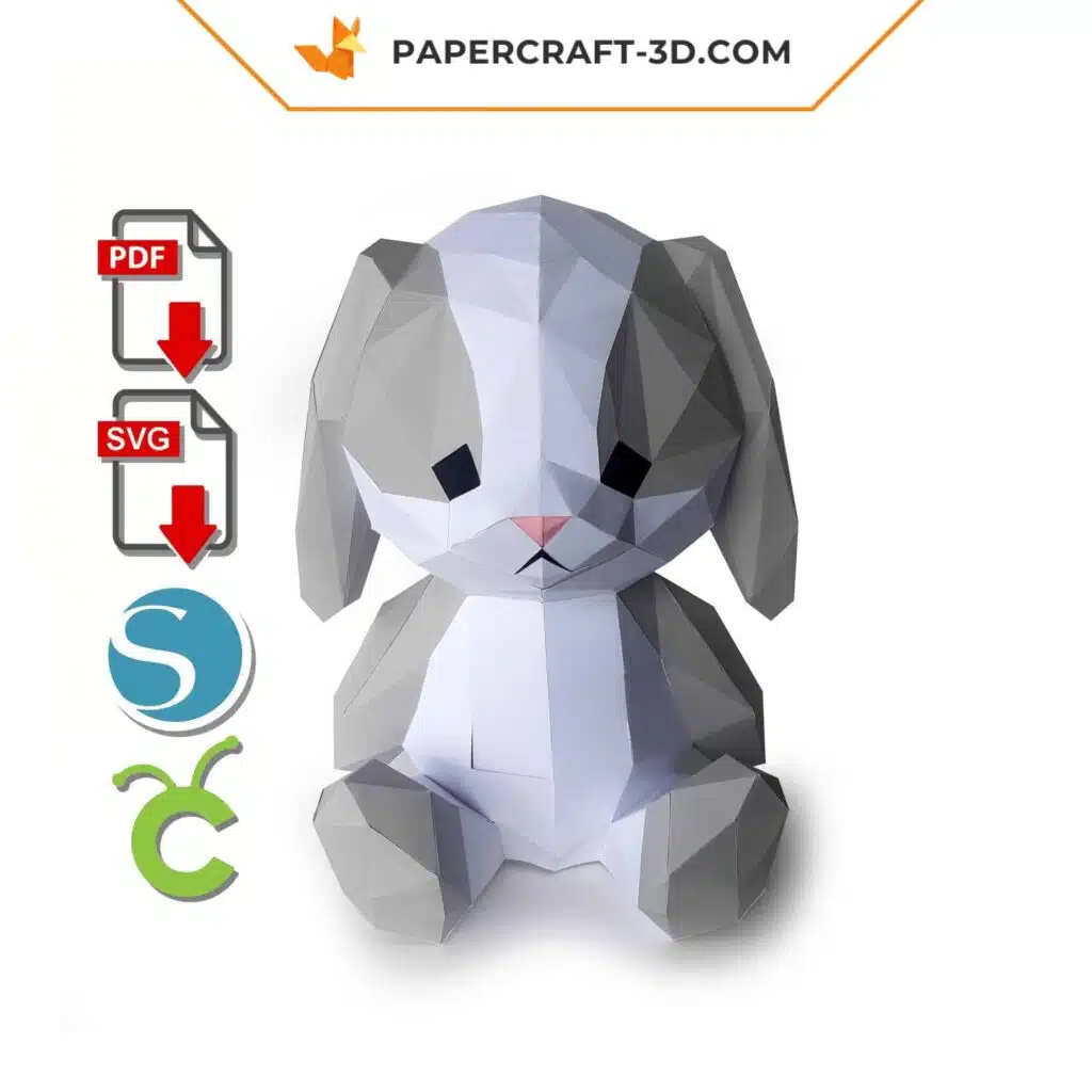 Papercraft Lapin de Pâques en origami papier 3D à imprimer soi-même