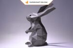 Papercraft of standing rabbit in 3D origami