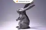 Papercraft Lapin Debout en Origami Papier 3D DIY, weergave 2