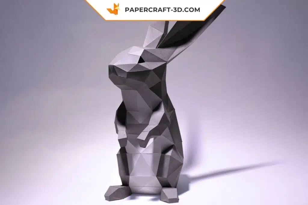 Papercraft Lapin Debout en Origami Papier 3D DIY, weergave 3
