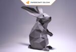 Papercraft of standing rabbit in 3D origami