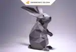 Papercraft Lapin Debout en Origami Papier 3D DIY, weergave 4