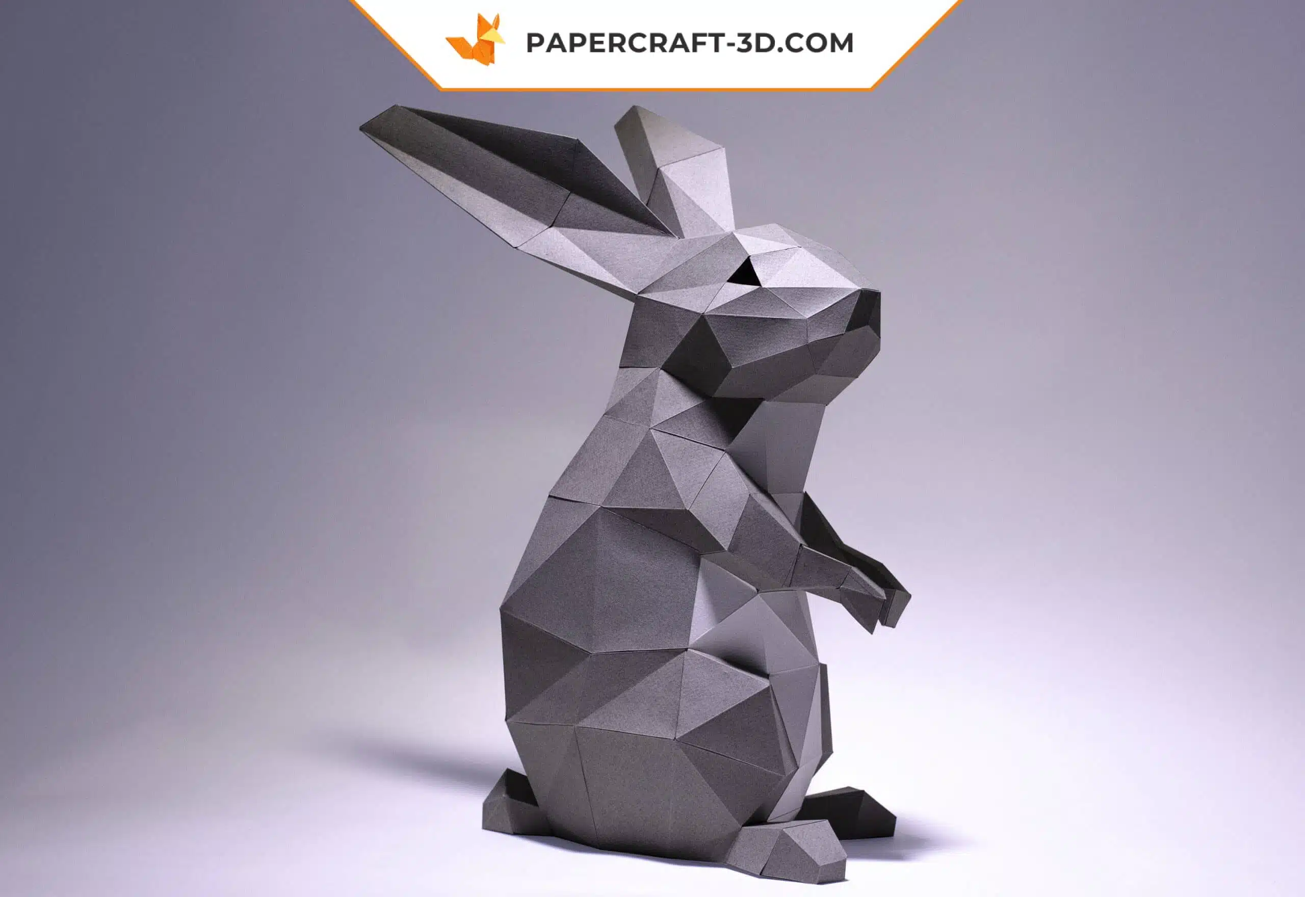 Papercraft Lapin Debout en Origami Papier 3D DIY, weergave 4