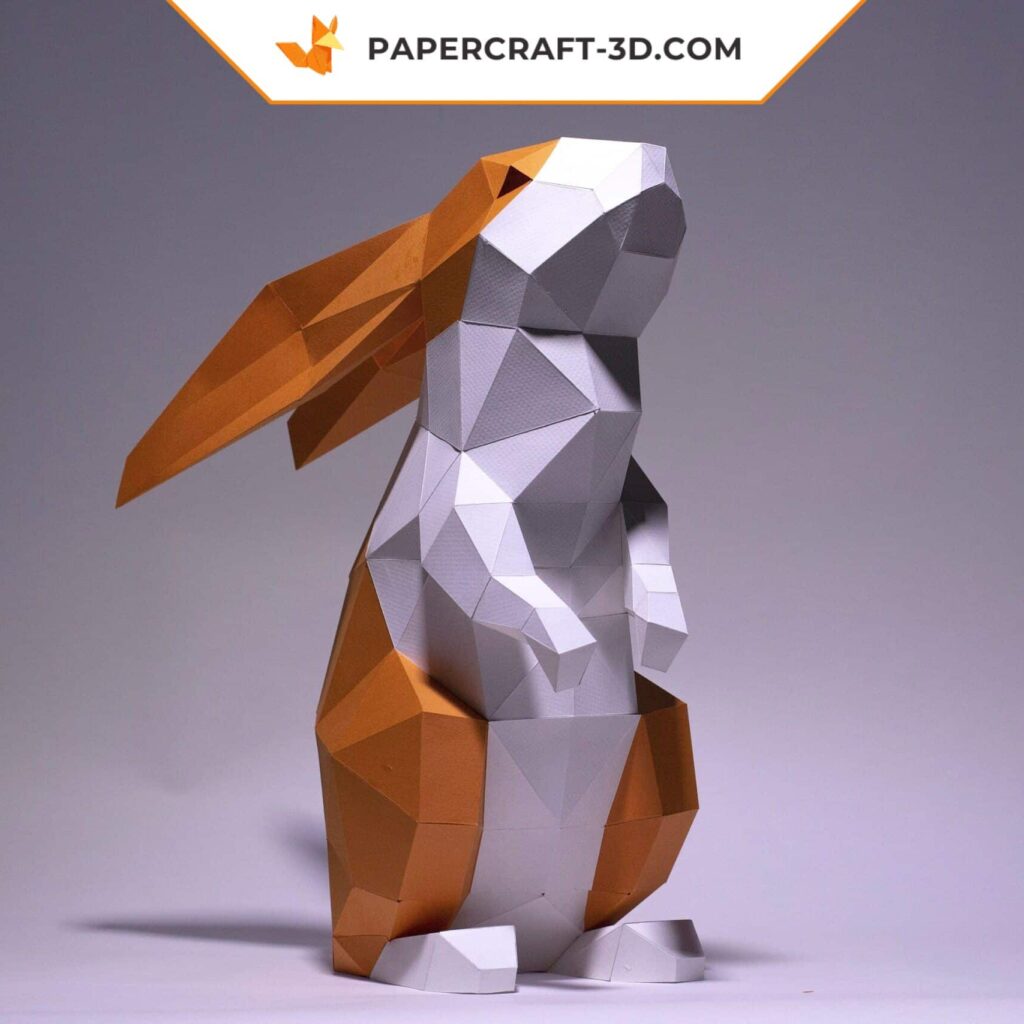 Papercraft de lapin debout en origami 3D