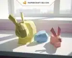 Papercraft lapin : kit de sculpture origami en papier 3D, weergave 2