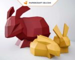 Papercraft rabbit in 3D origami