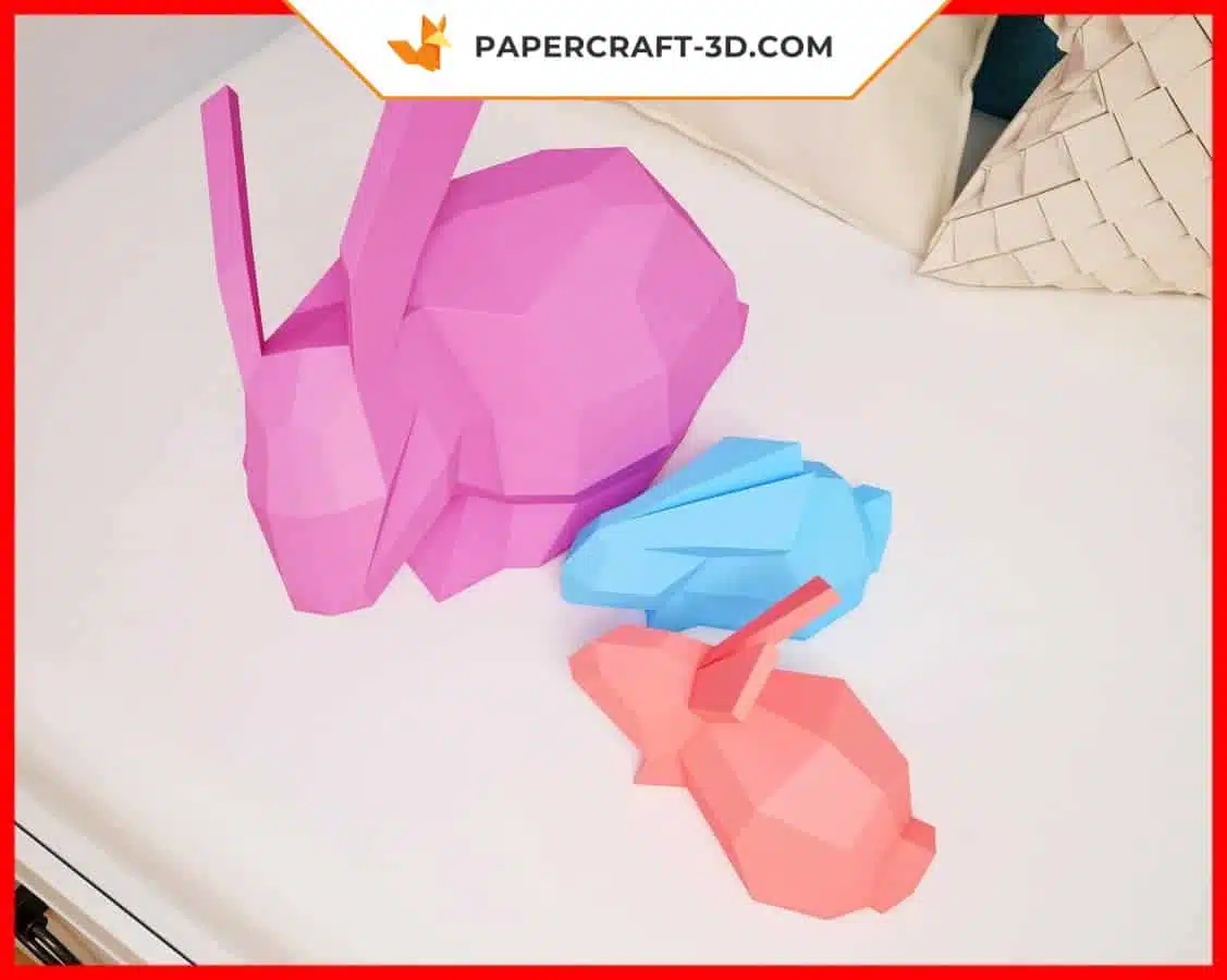 Papercraft lapin : kit de sculpture origami en papier 3D, weergave 5