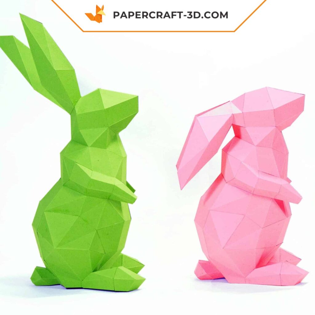 Papercraft de lapin en origami 3D