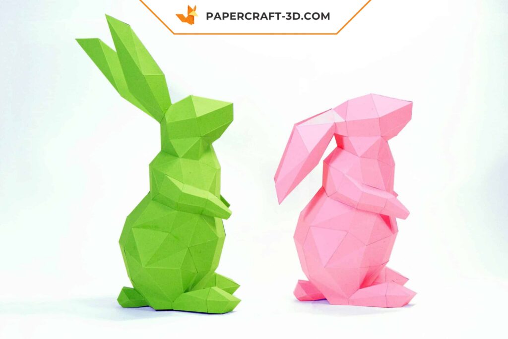 Papercraft de coelho em origami 3D