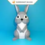 Papercraft de coelho cinza em origami 3D
