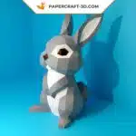 Papercraft de coelho cinza em origami 3D