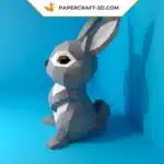 Papercraft de coelho cinza em origami 3D
