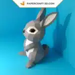 Papercraft de coelho cinza em origami 3D