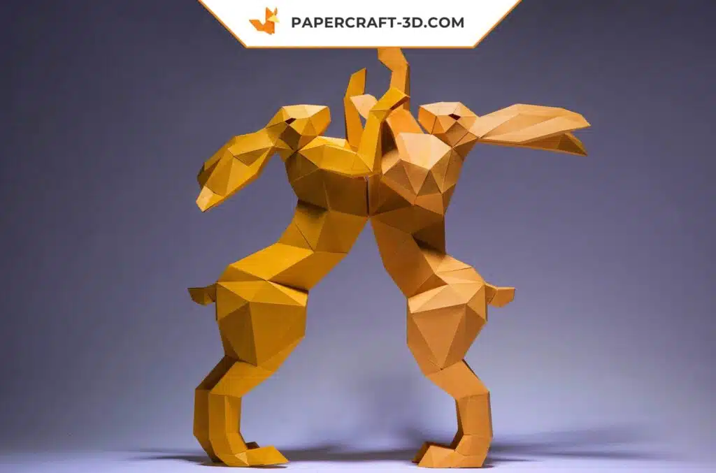 Papercraft combate de conejos en origami 3D