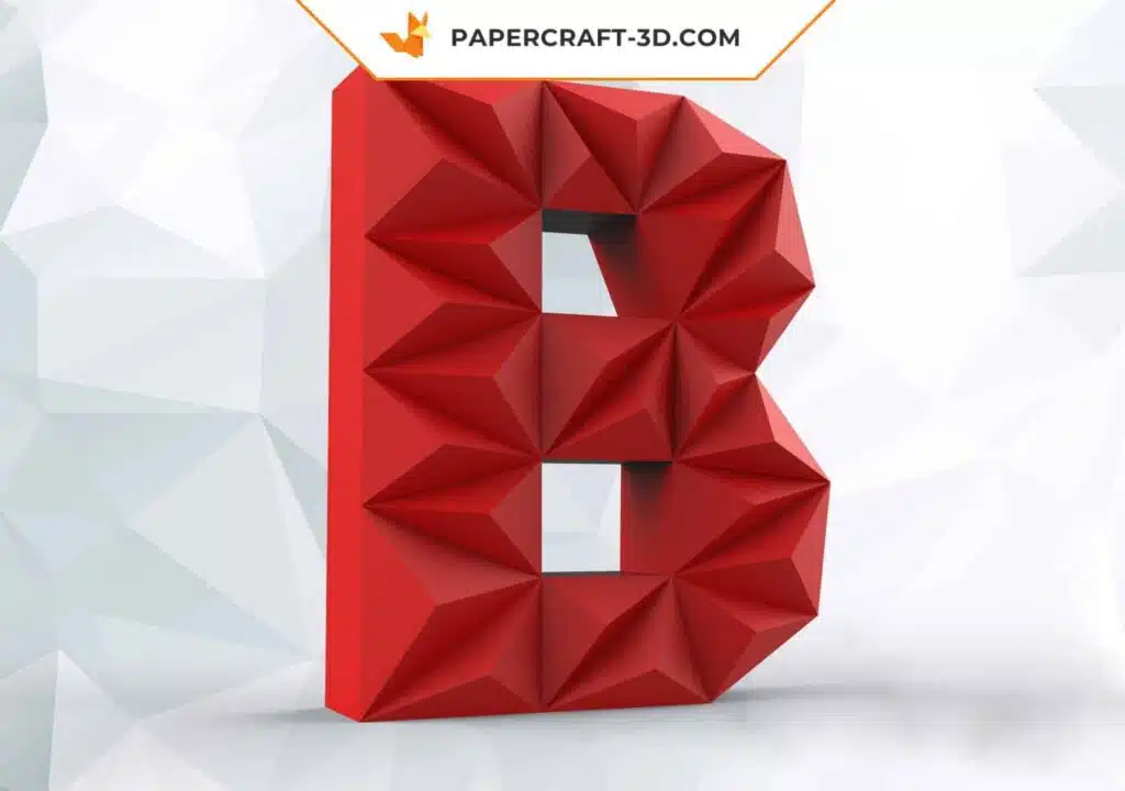 Papercraft lettre B origami papier 3D DIY pepakura basse poly, weergave 2