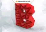 Papercraft lettre B origami papier 3D DIY pepakura basse poly, weergave 3