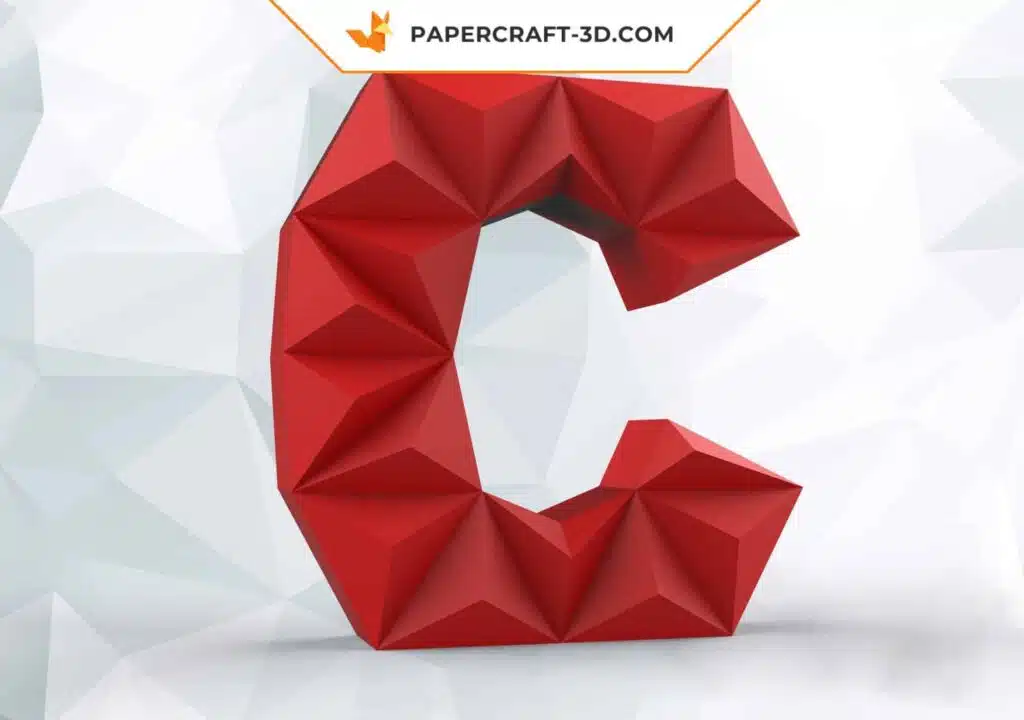 Papercraft lettre C origami papier 3D DIY pepakura à faible polygone