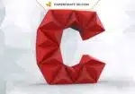Papercraft lettre C origami papier 3D DIY pepakura à faible polygone