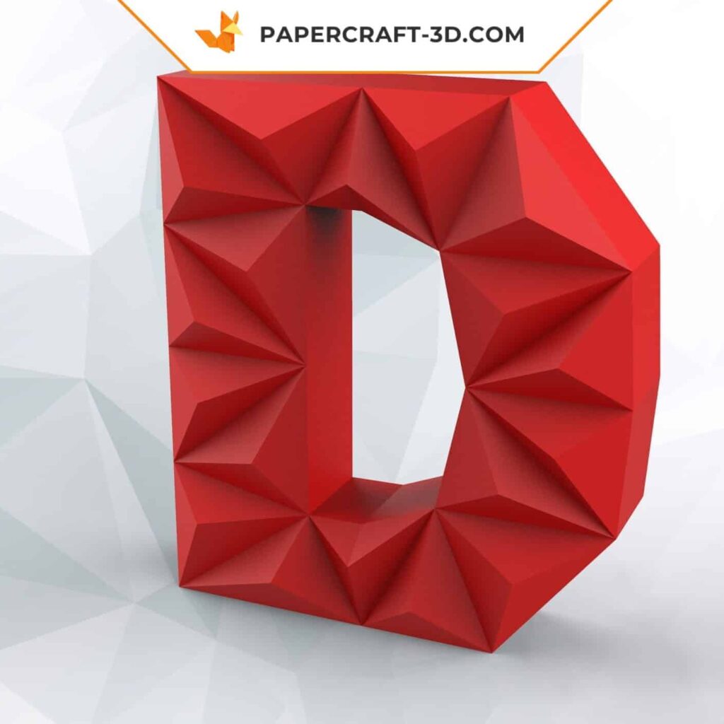 Papercraft letter D in 3D origami
