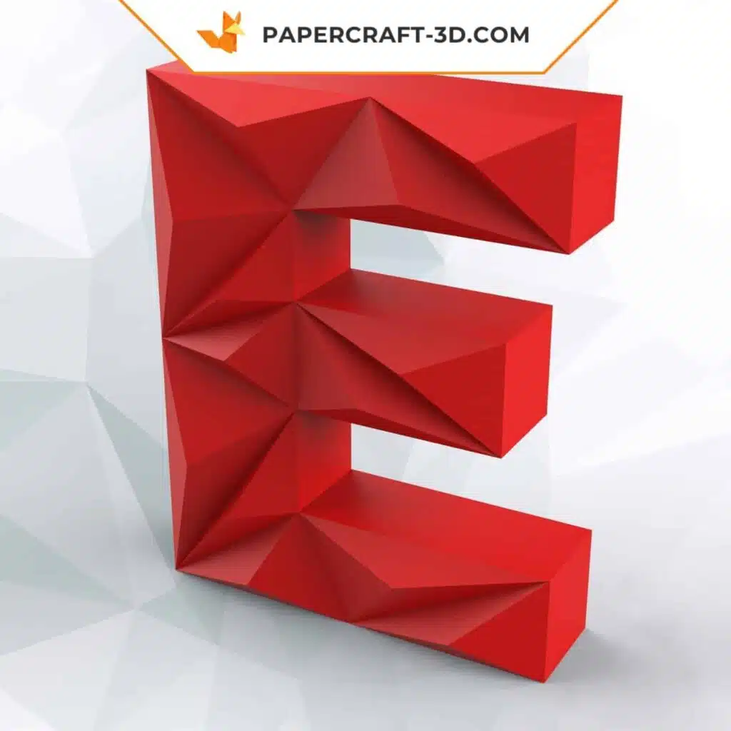 Papercraft de lettre E en origami 3D