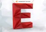 Papercraft lettre E origami papier 3D DIY pepakura basse poly