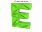 Papercraft lettre E origami papier 3D DIY pepakura basse poly, weergave 3