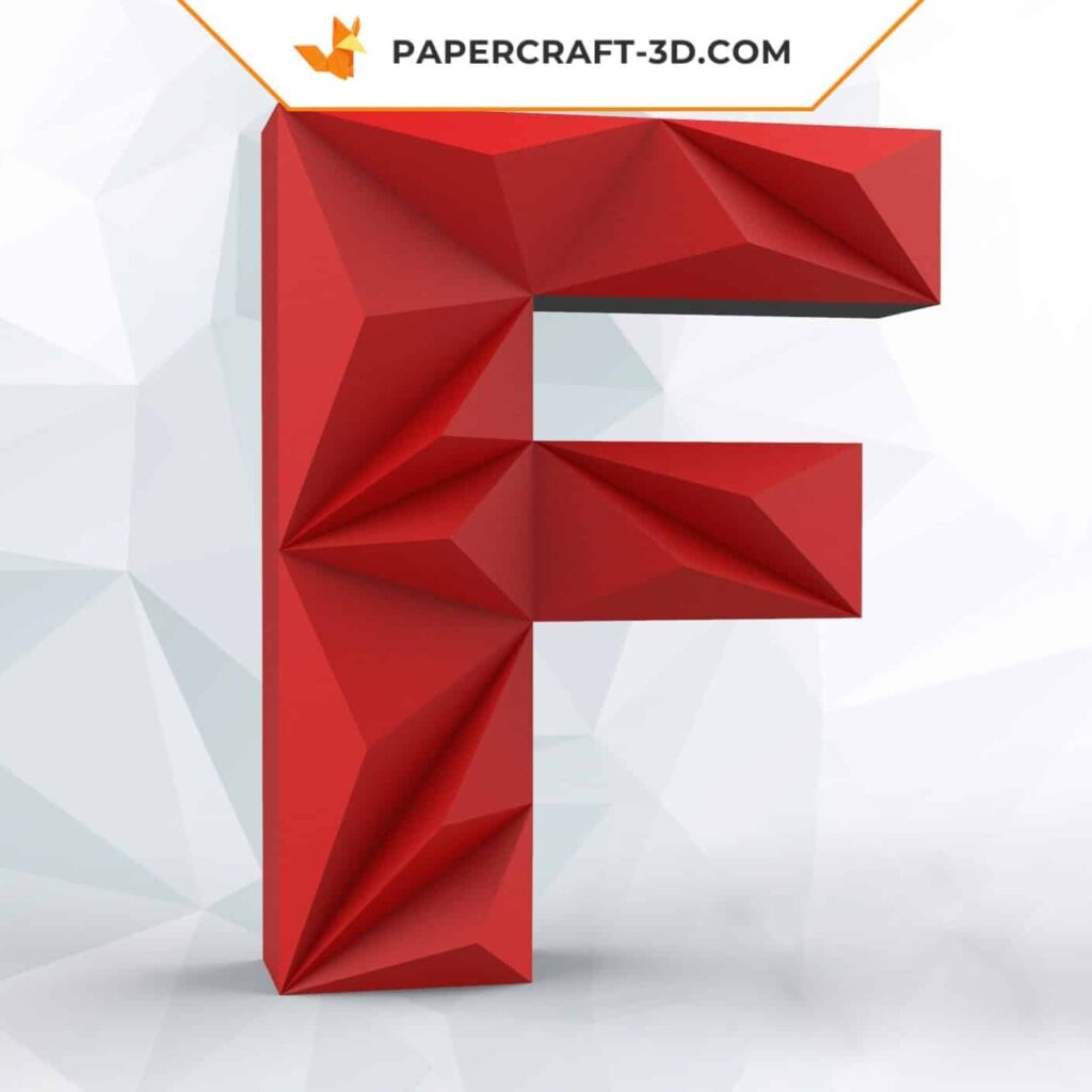 Papercraft de la letra F en origami 3D Papercraft de la letra F en origami 3D