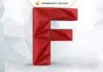 Papercraft lettre F origami papier 3D DIY pepakura low poly