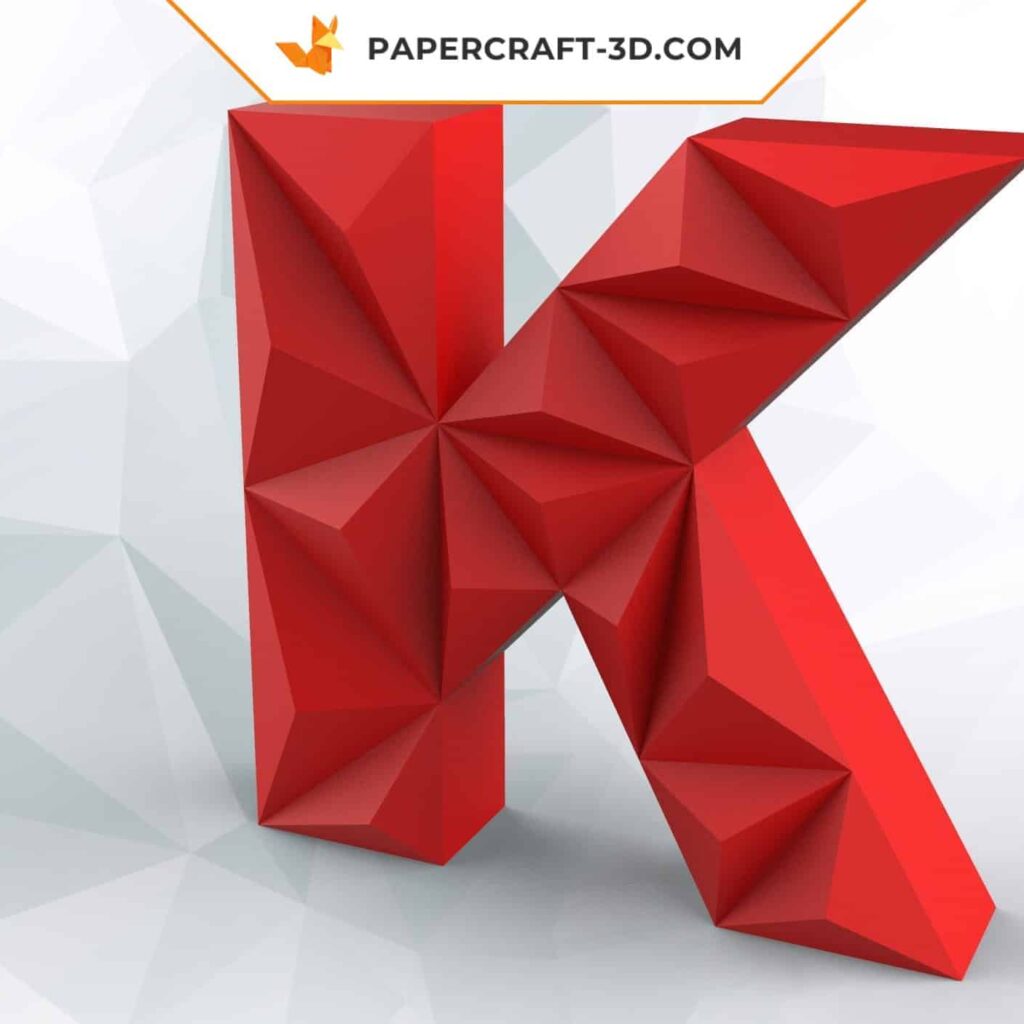 Papercraft letter K in 3D origami