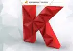 Papercraft lettre K origami papier 3D DIY pepakura en basse poly, weergave 2