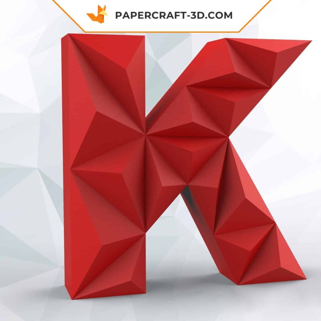 Papercraft letter K in 3D origami