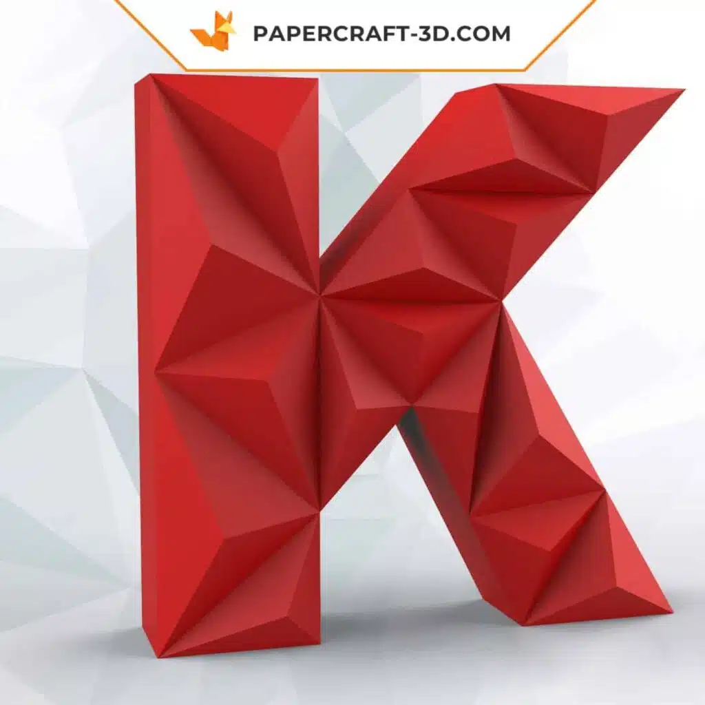 Papercraft Buchstabe K als 3D-Origami