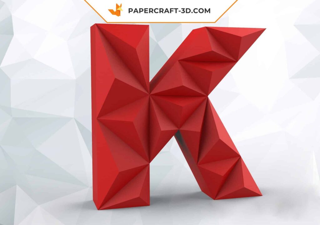 Papercraft Buchstabe K als 3D-Origami